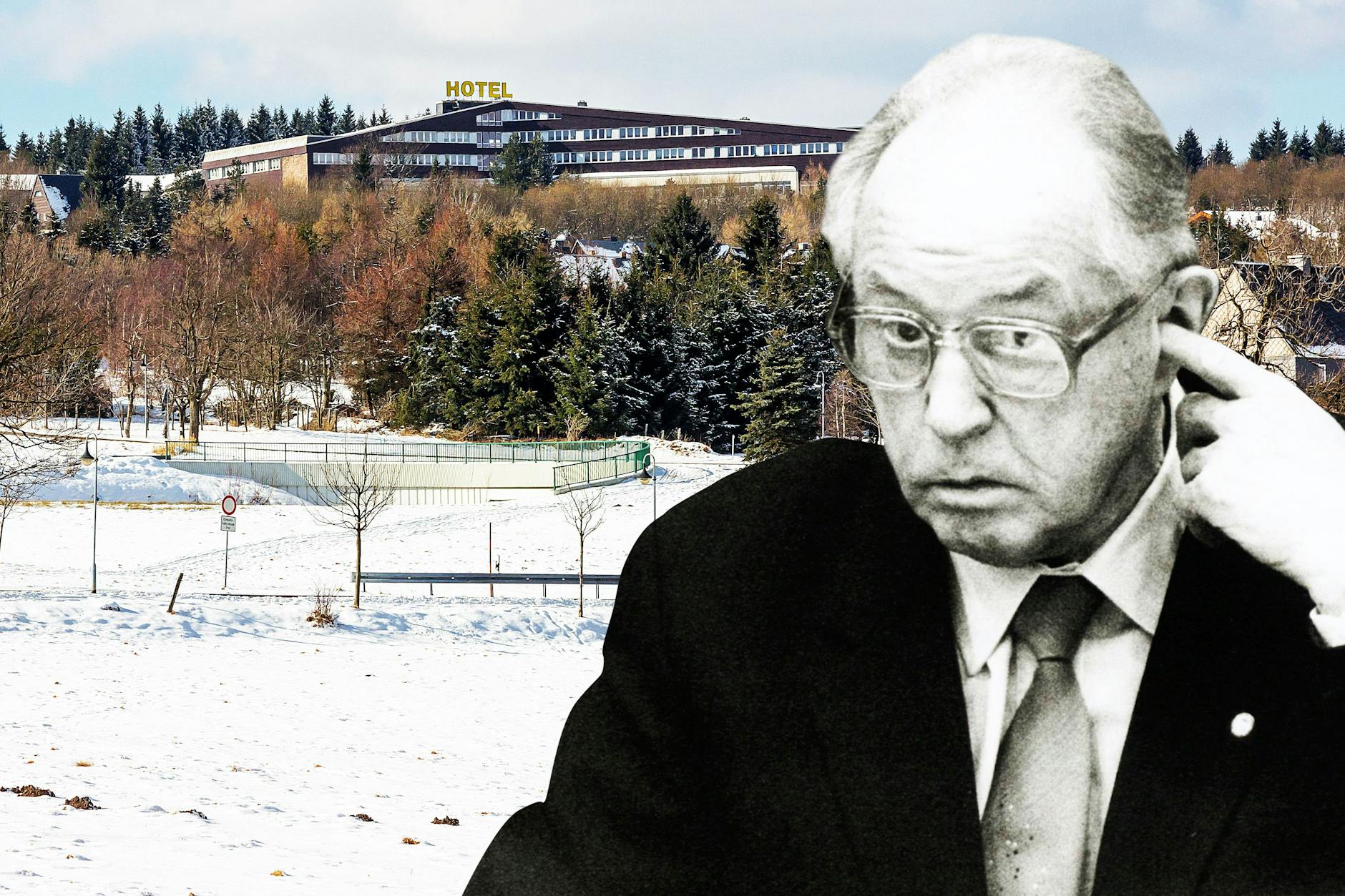 Ich glaube, ich horch und guck nicht richtig! ZU DDR-Zeiten war das Hotel Lugsteinhof aus dem Erzgebirgskrimi eine Ferienanlage für Mitarbeiter der Stasi. Hier: Stasi-Chef Erich Mielke.