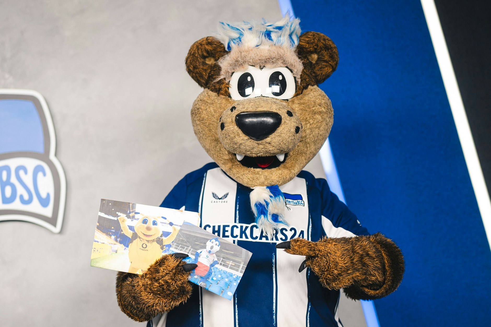... ein Geheimnis: Auch mit Dortmunds Biene Emma und Dino Hermann vom HSV ist Herthinho dicke und natürlich auch....