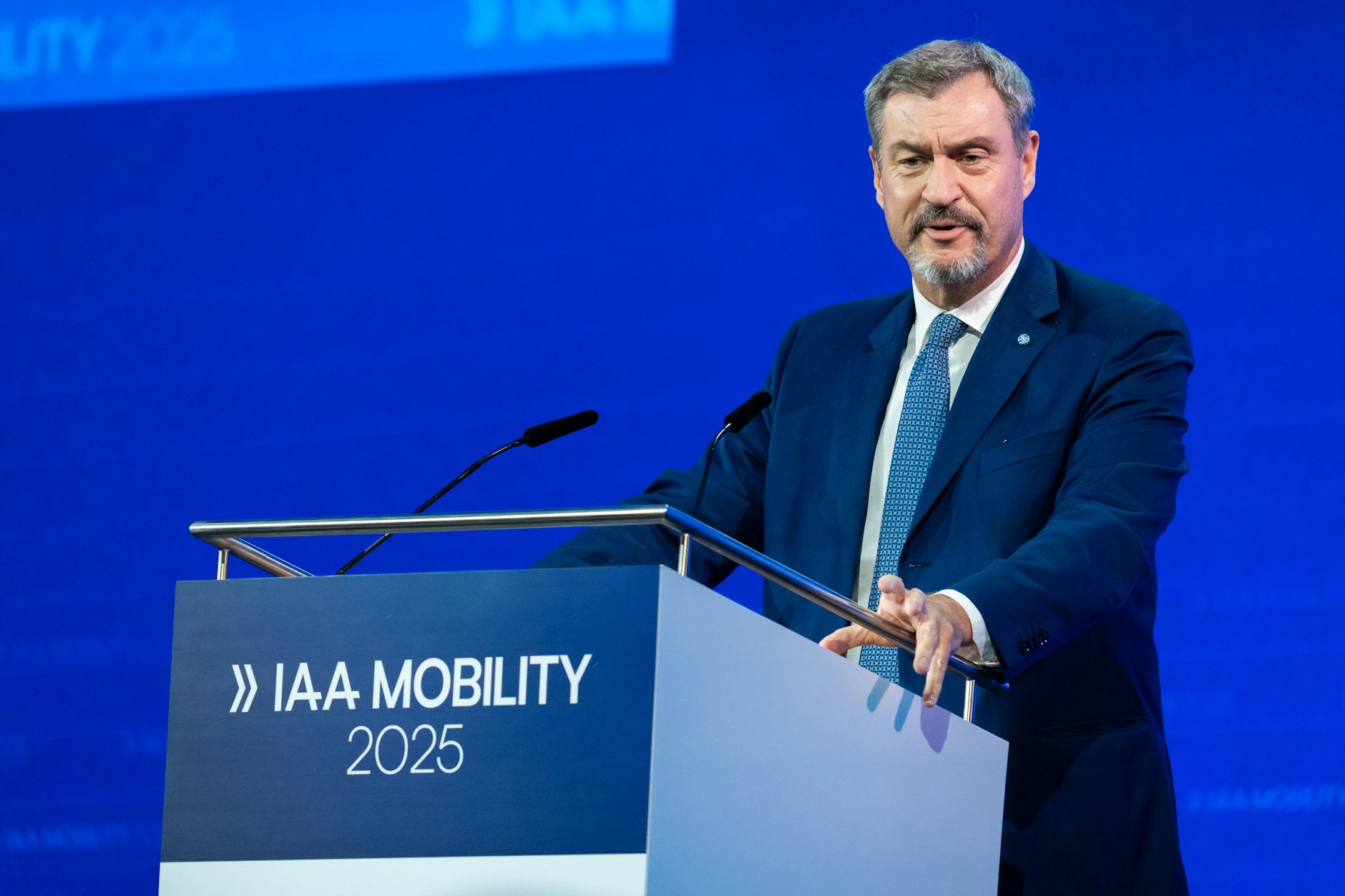 Markus Söder (CSU) eröffnete die IAA am Dienstag.