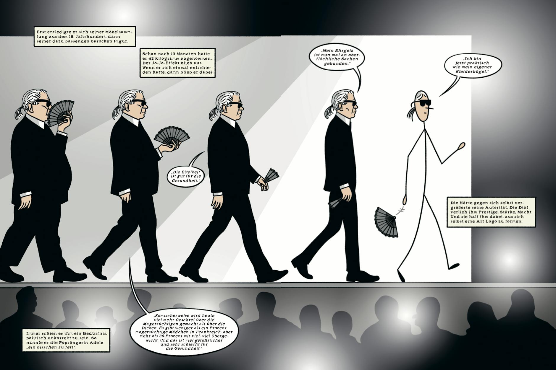 „Ich bin jetzt praktisch mein eigener Kleiderbügel“, kommentierte Karl Lagerfeld das Ergebnis seiner Diät.