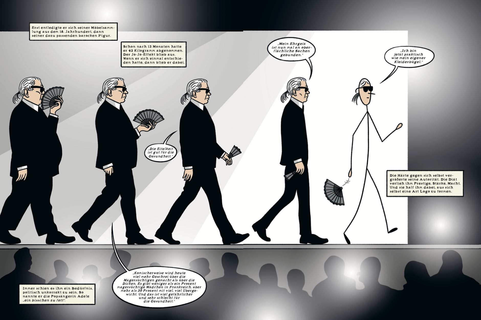 „Ich bin jetzt praktisch mein eigener Kleiderbügel“, kommentierte Karl Lagerfeld das Ergebnis seiner Diät.