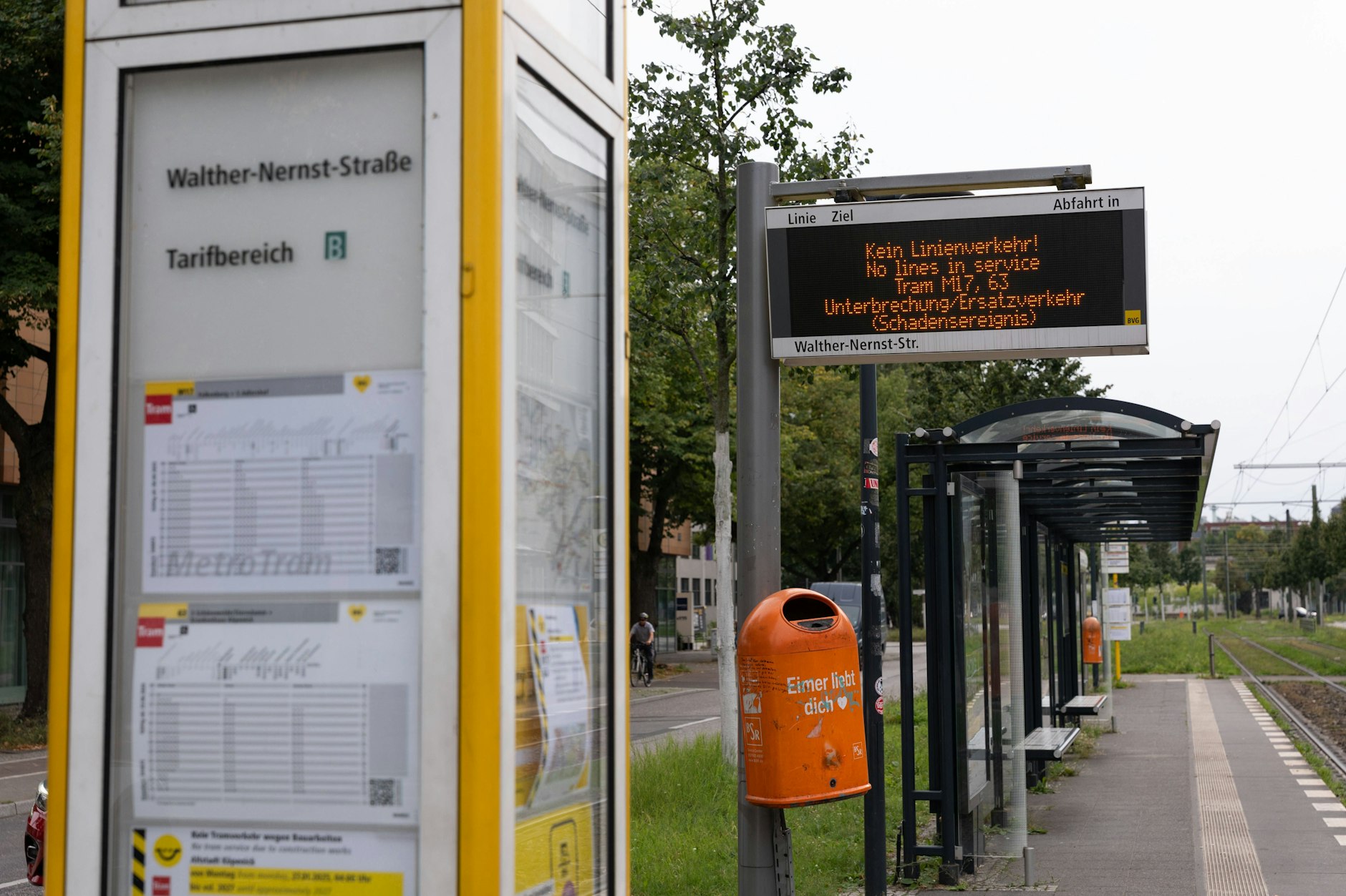 Die Straßenbahnen 63 und M17 fahren immer noch nicht.