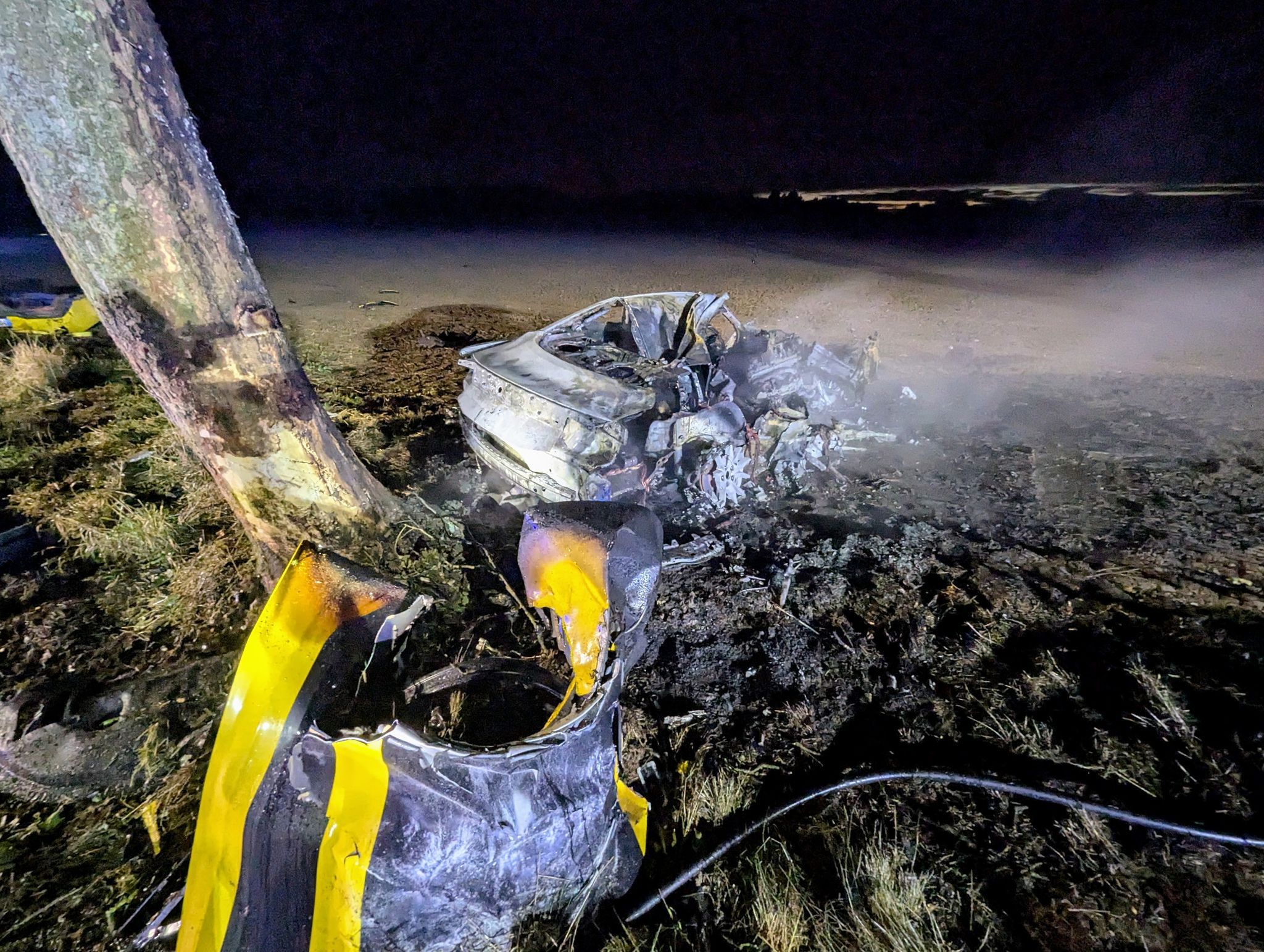 Image - Auto prallt gegen Baum und fängt Feuer: Drei Insassen tot!