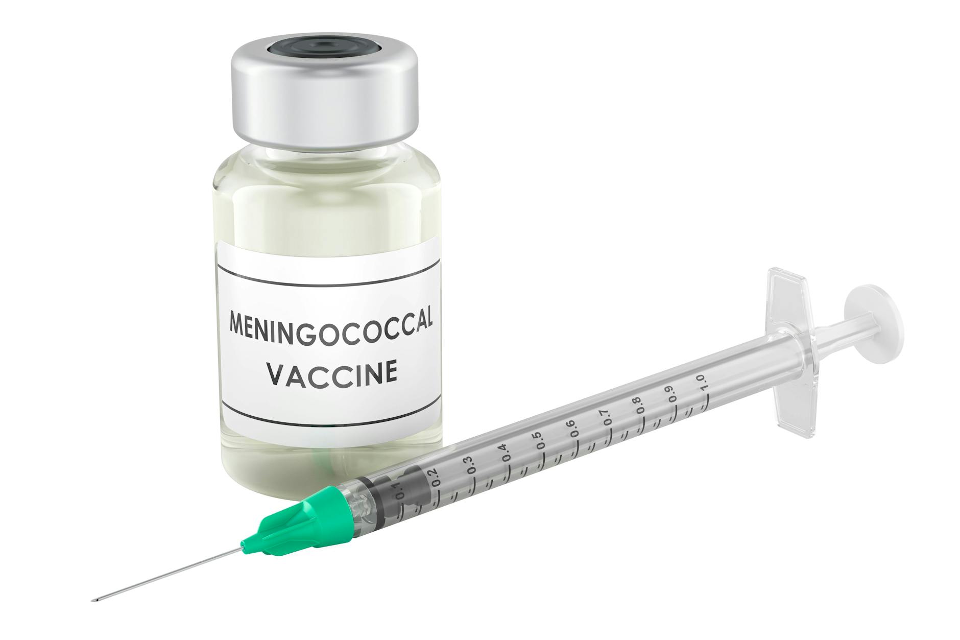 Ein Fläschchen mit Meningokokken-Impfstoff und eine Spritze.