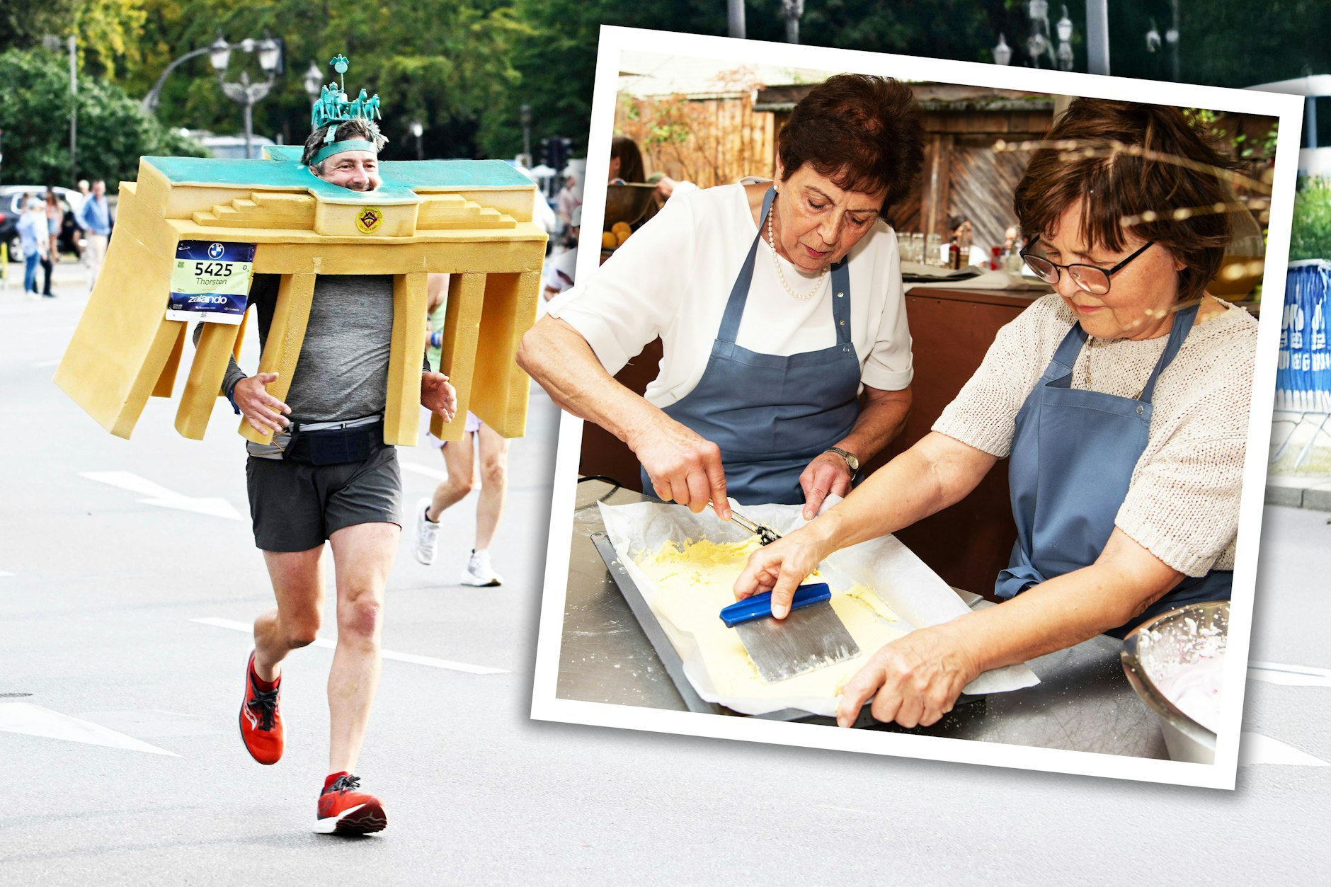 Über 55.000 Läufer aus aller Welt sind dieses Jahr beim Berlin-Marathon angetreten, manche in schrägen Kostümen. Am Nachmittag wurde dann Streuselkuchen gebacken.